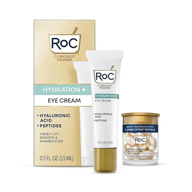 RoC Multi Correxion Hyaluronic Acid Anti Aging Under Eye Cream for Puffiness & Dark Circles (.5 OZ) + RoC Retinol Capsules...