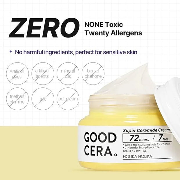 HOLIKA HOLIKA Good Cera Super Ceramide Cream | Soothing Facial Cream & Skin Moisturizer | Ceramide Cream Korean Moisturize...
