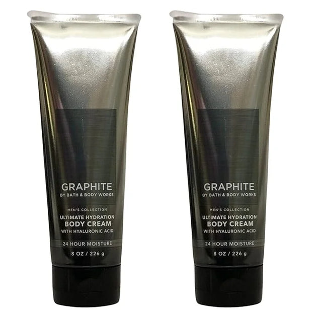 Bath and Body Works Men's Collection Ultimate Hydration Ultra Shea Body Cream 8 Oz 2 Pack (Graphite) - Product Image