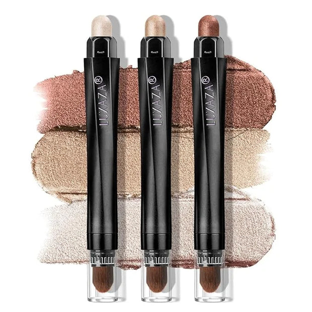 Classic 3PCS Neutral Eyeshadow Stick Makeup Set, Metallic Shimmer Matte Cream Eye Shadow Eyeliner Brightener Pencil Crayon...