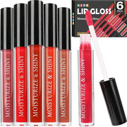 AZEN 6 Pack Lip Gloss Bulk Set, Shimmery Lip Gloss for Women and Girls With Rich Varied Colors - Product Image
