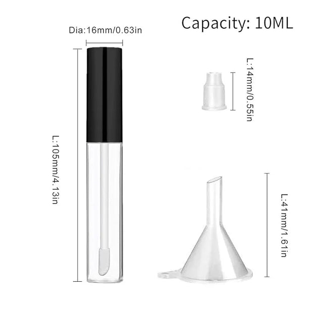 GTHER 10PCS 10ML Empty Lip Gloss Containers Tube with Wand, Refillable Lip Balm Bottles, Lipstick Sample Container and Fun...