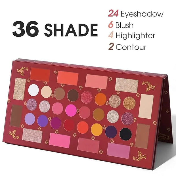 UCANBE Eyeshadow Makeup Palette, 36 Color Matte Shimmer Glitter Eye Shadow Highlighter Contour Blush Powder, High Pigmente...