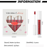 6 Color Set Matte Finish Velvet Lip Stain,Waterproof Gloss,Highly