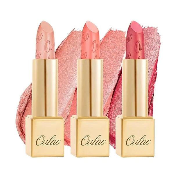Oulac Metallic Coral Lipstick Set 3PCS High Impact Lipcolor with Moisturizing Formula, Vegan Beauty, Full-Coverage Lip Col...