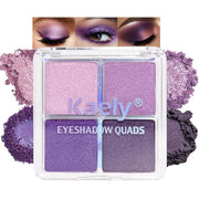 Kaely Powder Eyeshadow Quad, Lavender Purple Glitter Eyeshadow Palette Makeup, Neutral Eye Shadow Palette for Older Women ...