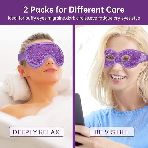 Ice Pack for Eyes - 2 Pcs Reusable Hot Cold Compress Gel Bead Cooling Mask for Puffiness, Dark Circles, Bags, Dry Eyes, He...