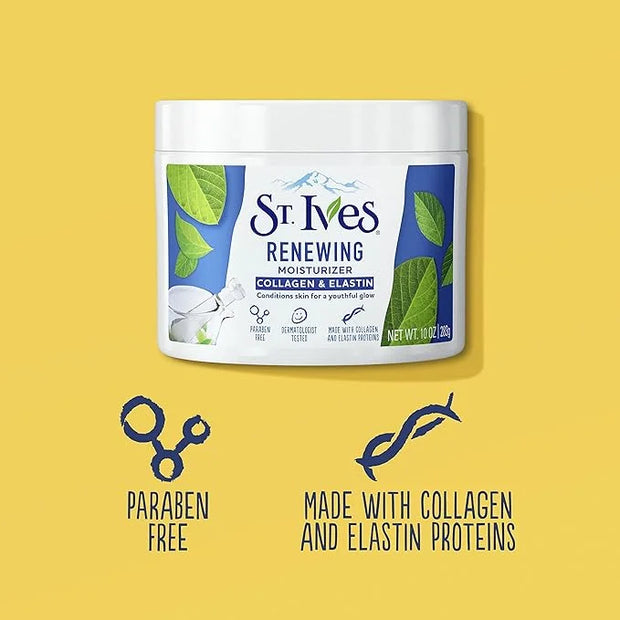 St. Ives Face Moisturizer Cream, Collagen and Elastin, Renewing Facial Moisturizer for Women, Paraben Free, Dermatologist ...