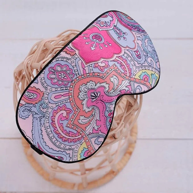 Maxfeel 100% Pure Silk Eye Mask - Sleep Eye Cover in Printed Colors (#12) - Product Image