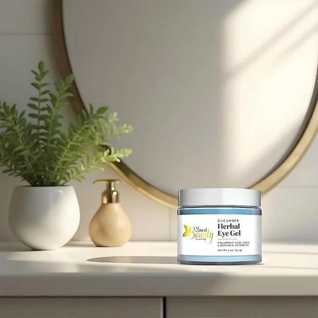 Eye Cream for Dark Circles, Anti-Aging Herbal Eye Gel with Hyaluronic Acid, Caffeine, Coffee, and Shea - Best for Puffines...