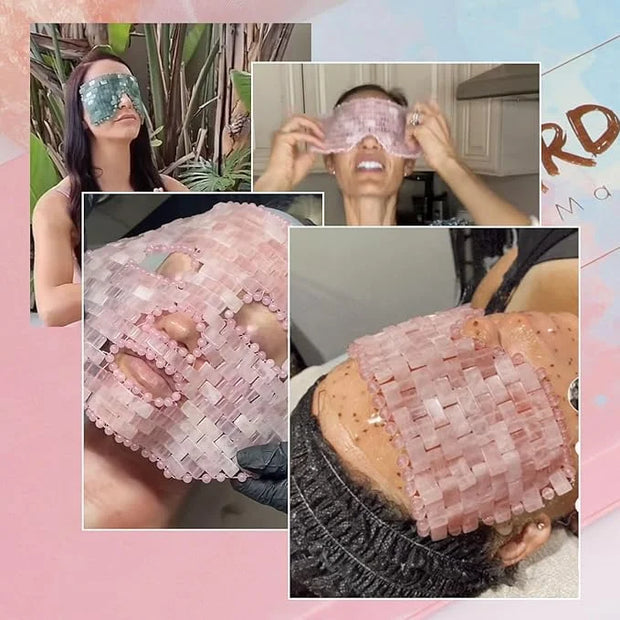 ideayard Rose Quartz Eye Mask, Cooling Eye Mask 100% All Natural Crystal Mask for Facial Puffy Eyes Reusable - Product Image