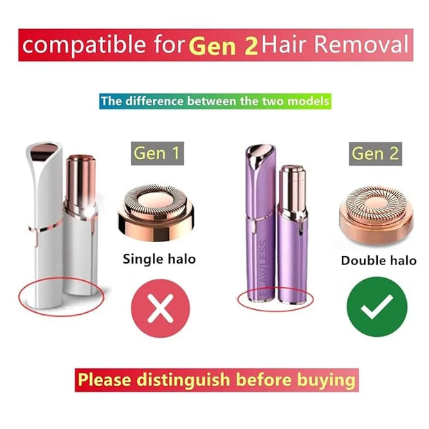 for Finishing Touch Replacement Heads Flawless Facial Hair Remover Gen 2,Double Halo Painless and Smooth (6PCS, GEN 2) - P...