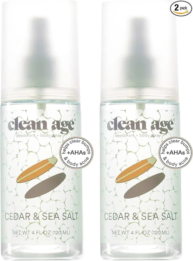 Aluminum Free Deodorant & Body Spray for Whole Body - Cedar 4oz (2 Pack) Clean Deodorant and Body Spray for Teen Boys and ...