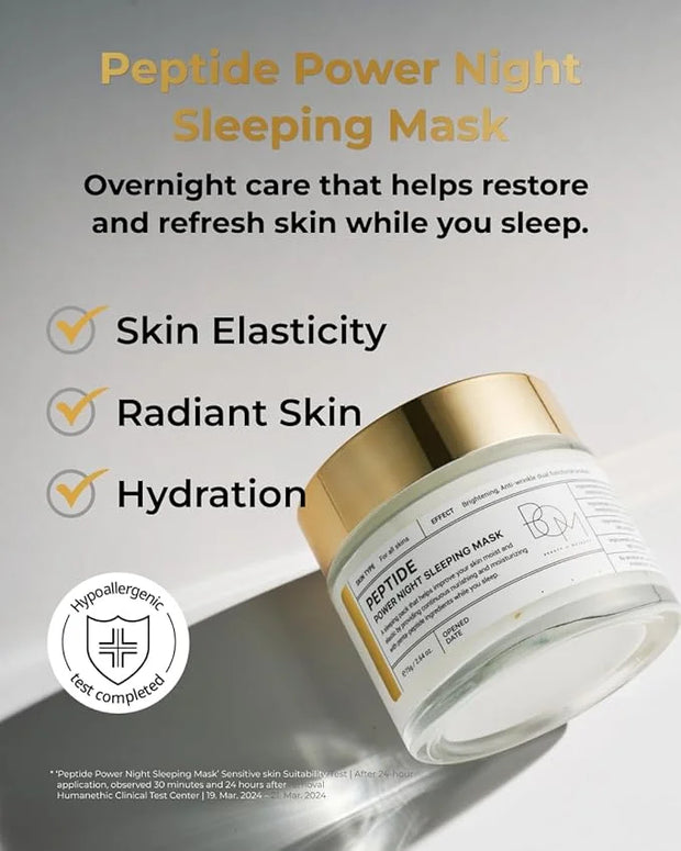 BOM COSMETICS A Set of Peptide Power Skincare With 5 Kinds of Items (Toner, Ampoule, Cream, Eye Cream, Sleeping Mask), 24K...