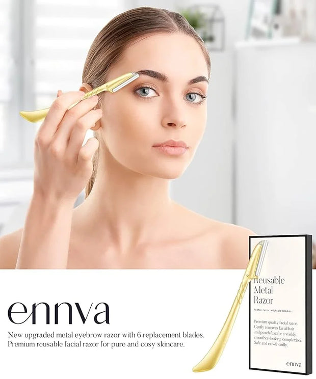 ennva Eyebrow Razor for Women - Eyebrow Trimmer Dermaplaning Tool- Ergonomic Eyebrow Shaper and Facial Razor for Peach Fuz...