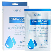Azure Cosmetics Hyaluronic & Retinol Anti Aging Under Eye Pads- Moisturizing & Rejuvenating Eye Mask Patches - Reduces Fin...