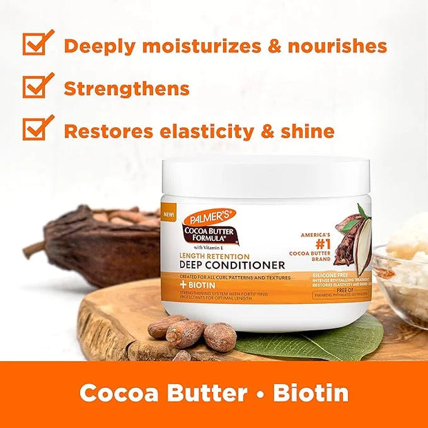 Palmer's Cocoa Butter & Biotin Length Retention Deep Conditioner, Strengthen, Nourish and Restore Elasticity and Shine, Su...