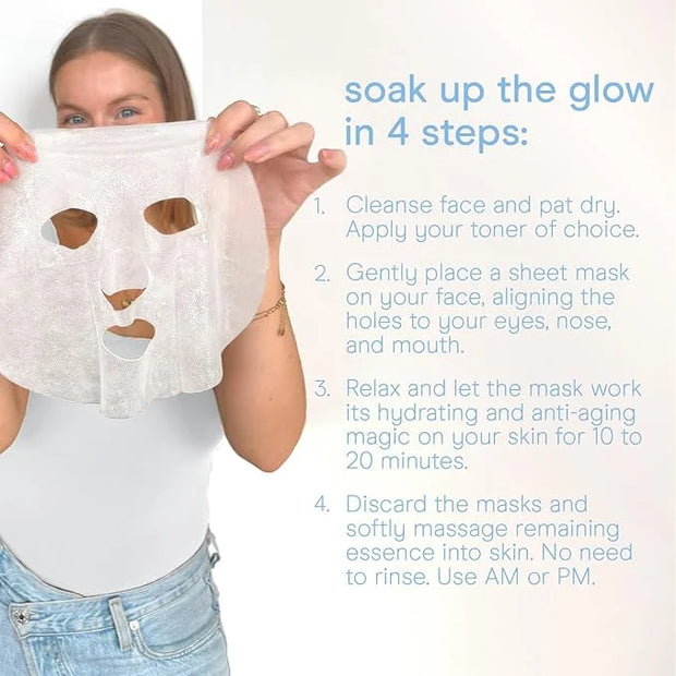 Baebody Snail Mucin Face Sheet Mask (6 pcs) - Anti Aging and Moisturizing Face Mask with Hyaluronic Acid - Deep Hydration ...