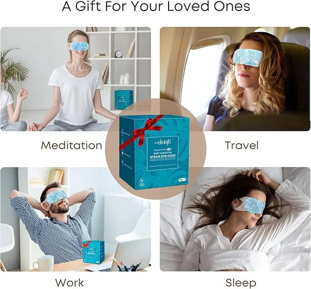 DiviniTi Self Warming Heated Eye Mask - 16 Pack, Up to 110F Degrees, Fast Soothing Relief for Puffy Eyes, Insomnia, Migrai...