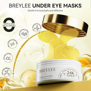 BREYLEE 24K Gold Eye Masks - 60 Pcs, Retinol & Caffeine Under Eye Patches for Reduce Fine Lines & Wrinkles, Puffy Eyes and...