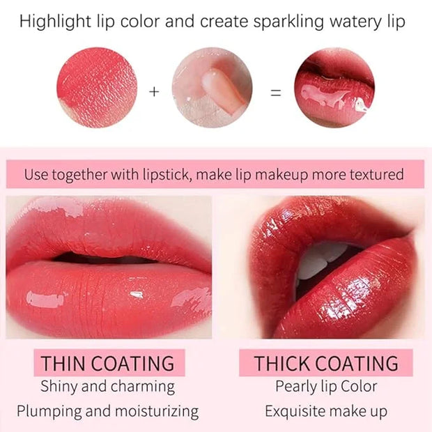 Hydrating Plumping Lip Oil Lip Gloss Lip Balm Lip Care Transparent Toot Lip Oil, Tinted Sheer Color Liquid Lip Oil Moistur...
