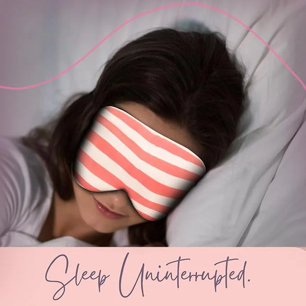 CELESTIAL SILK Mulberry Silk Sleep Eye Mask with Adjustable Elastic Strap (Normal - Adjustable, Pink/White Stripe) - Produ...
