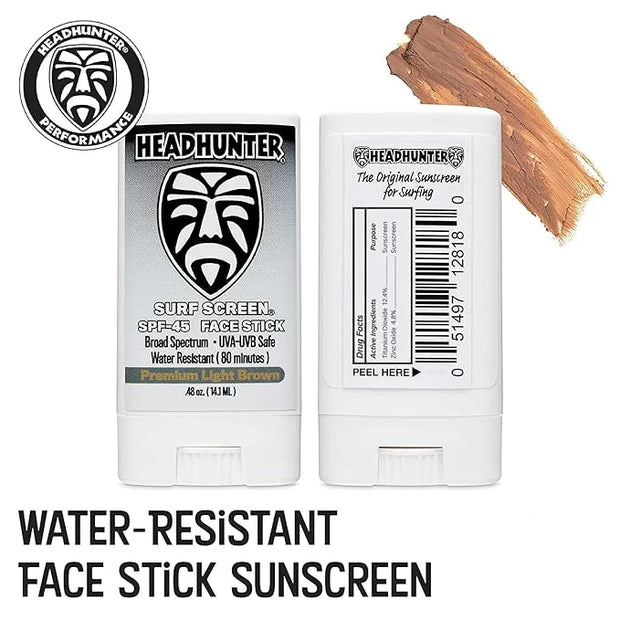 Headhunter Sunscreen Face Stick SPF 45, Waterproof Surf Sunblock for Waterman, Water-Resistant Facial Sunscreen for Ultra-...