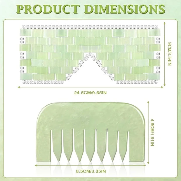 Jade Eye Mask and Jade Comb Set Includes Weighted Eye Mask to Eliminate Wrinkles Puffiness Headache and Migraine Relief Ha...