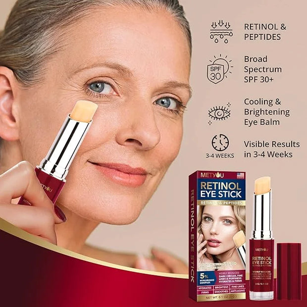 Retinol Under Eye Brightener Stick, Dark Circles Under Eye Treatment for Women with 5% Hyaluronic Acid Complex - Anti Agin...