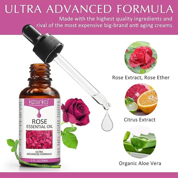 Rose Essential Oil, Face Rose Oil, Moisturizer Rose Oil, Anti Ageing & Anti Wrinkle Serum, Rose Oil for Face, Skin Care, 1...