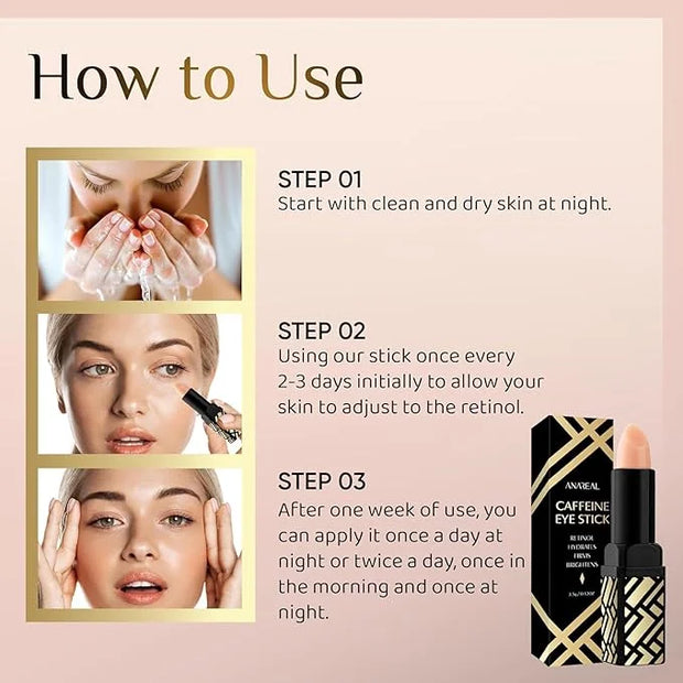 Caffeine Under Eye Balm: Hydrating Eye Brightener Stick Cream for Dark Circles & Puffiness, Anti-Wrinkle Korean Skincare T...