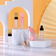 5 Pcs 8ml Gradient Pink Lip Gloss Tubes Empty Refillable Plastic Lipstick Vials with Brush Lip Gloss Storage Containers fo...