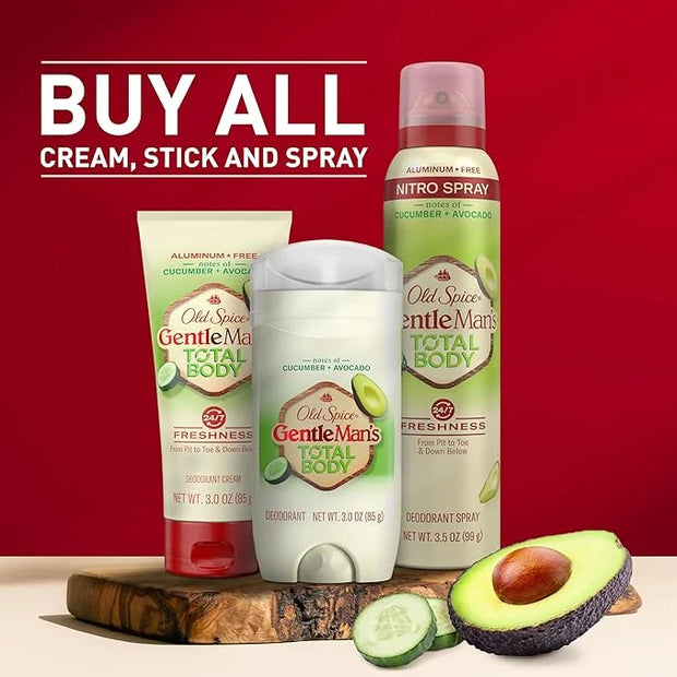 Old Spice Whole Body Deodorant for Men, Total Body Deodorant, Cucumber + Avocado, Aluminum Free Deodorant Cream for 24/7 F...