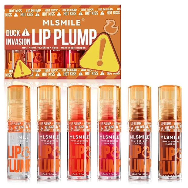 6 Colors Duck Lip Plumper Gloss,High Pigment Plumping Lip Gloss,Hydrating Lip Glow Oil, Lip Balm for women, Vegan Lip Make...