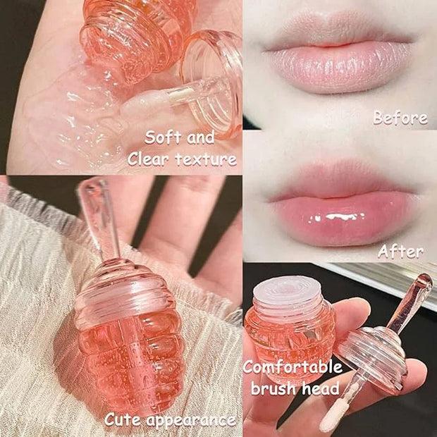 Honey Lip Oil Set, 2pcs Moisturizing Cute Lip Gloss Gift Set, Jelly Honey Lip Oil Gloss, Colorless Lip Care Oils For Very ...