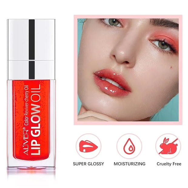 Lip Oil,Lip Glow Oil,Plumping Lip Oil Tinted,Hydrating Gloss Tinted Lip Balm,Long Lasting Nourishing Non-sticky Fresh Text...