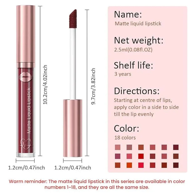 Matte Liquid Lipstick,Dark Red Liquid Lip Stains, Long Lasting Waterproof Lip Gloss Makeup, Velvet Non-Stick Cup Lips Stai...