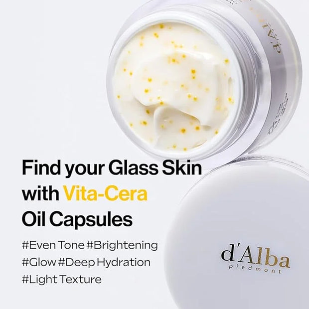 d'alba Piedmont Italian White Truffle Oil Capsule Cream, Glass Skin with Vita-Cera Oil Capsules, Deep Hydration Face Moist...