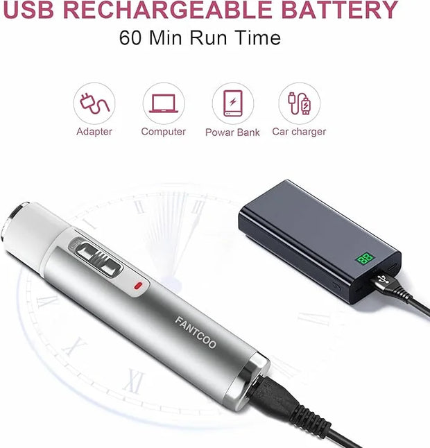 Electric Razor for Women,Hair Trimmer for Face Nose Eyebrow Beard Mustache Arm Leg Armpit Bikini,Painless Rechargeable Por...