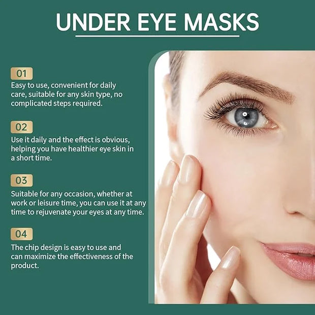 Under Eye Masks，Golden Cucumber Eye Mask 60 Tablets Set，Eye Mask for Fine Lines, Wrinkles, Dark Circles and Eye Puffiness，...