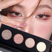 Shiny Highlight Eyeshadow Palette 4 Colors, Cosmetics Shimmer Palette, Cruelty-Free and Vegan Formula, Glitter Eyeshadow f...