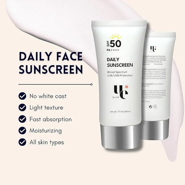 UV Clear SPF 50 Sunscreen with Zinc Oxide, UVA and UVB Protection, Broad Spectrum, Non-Greasy, No White- Cast, Soothing, W...