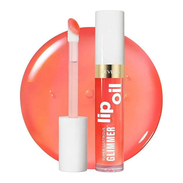 REVLON Super Lustrous Glimmer Lip Oil, Moisturizing & Tinted, Shiny Finish, Made with Plant-Based Squalane, 002 Miss Coral...