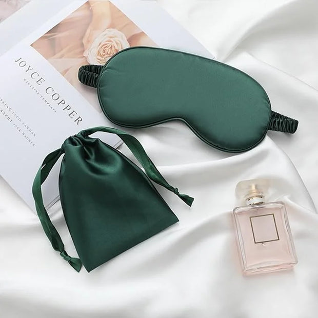 Silk Satin Sleeping Eye Mask, Green Sleep Eye Night Blindfold for Women and Men, Soft Breathable Blackout Eyeshade Eye Cov...