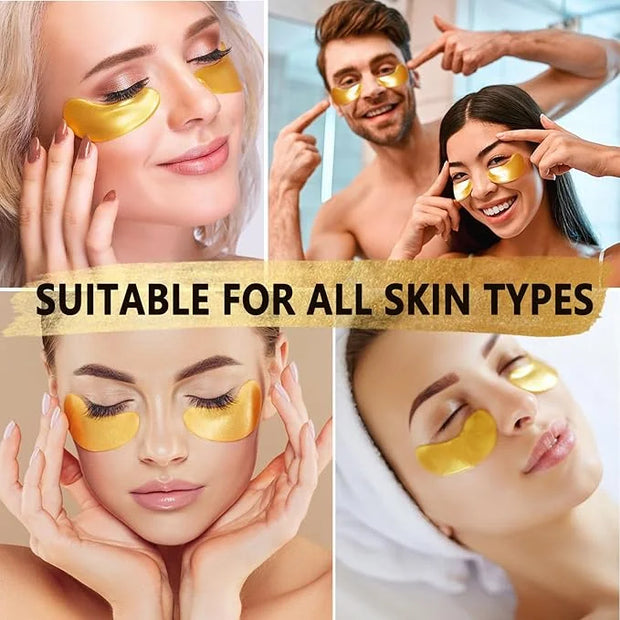 Under Eye Patches (30 Pairs) - 24K Gold Under Eye Mask Enriched with Collagen Reduce Dark Circles, Puffy Eyes, Undereye Ba...