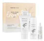 THANKYOU FARMER Rice Pure Glow Travel Kit, Mini Size Cleanser(1.05 fl oz), Mini Size Toner(1.05 fl oz), Mini Size Ampoule(...