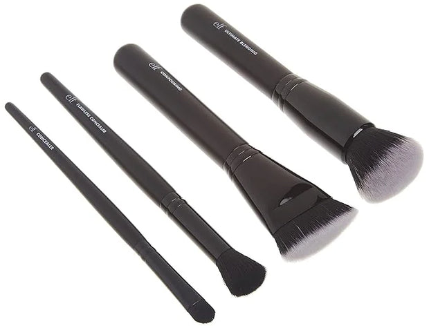 e.l.f. Complexion Perfection Brush Kit, 4-Piece Makeup Brush Set, Brushes For Foundations & Concealers, Vegan & Cruelty-Fr...