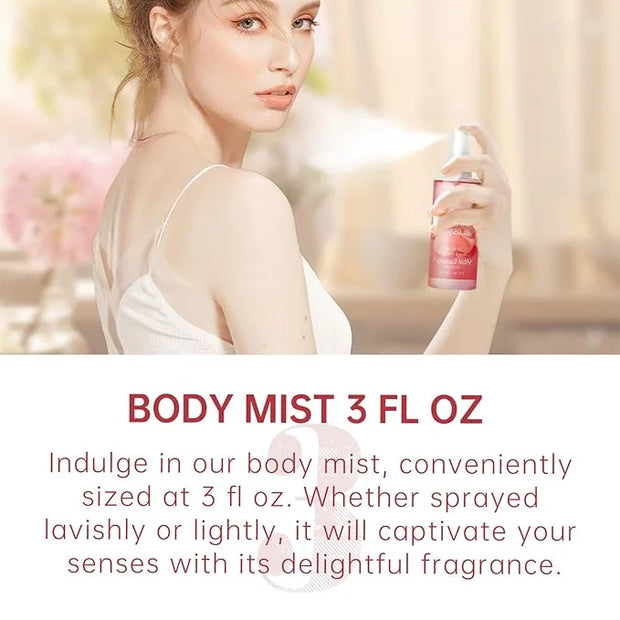 Bath Gift for Women and Girls, Japanese Cherry Blossom Spa Set With Natural Extracts, 3PCS Set - Shower Gel, Lotion, Mist,...