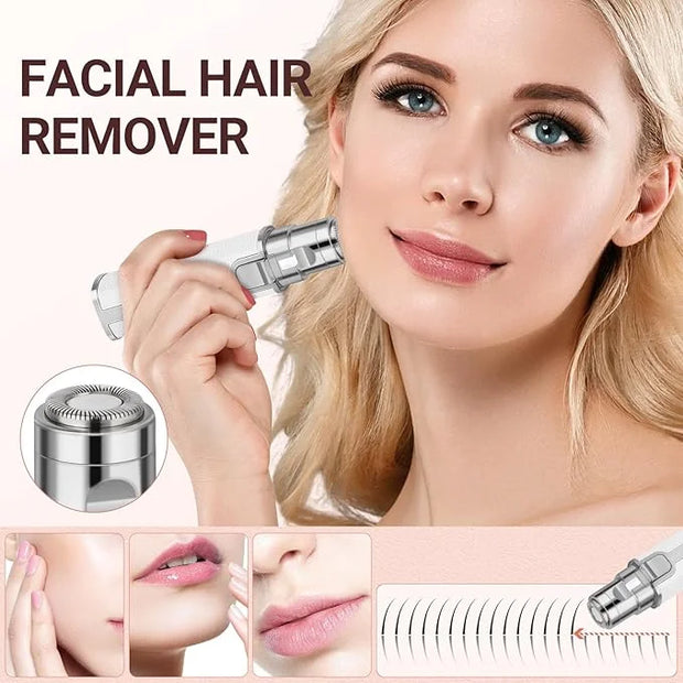 Nose Hair Trimmer for Women Men, Electric 2 in 1 Face Shaver and Eyebrow Trimmer, White Rechargeable Facial Hair Remover w...
