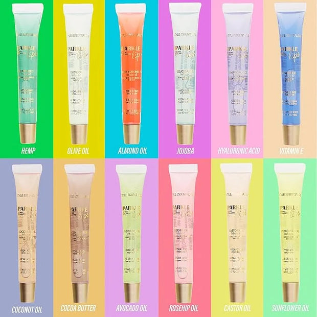 EXPRESSIONS 12pc Sparkle Lips Lip Oils - Vitamin E Infused Lip Gloss, Lip Oil Collection | Hydrating Lip Care, Safe and No...